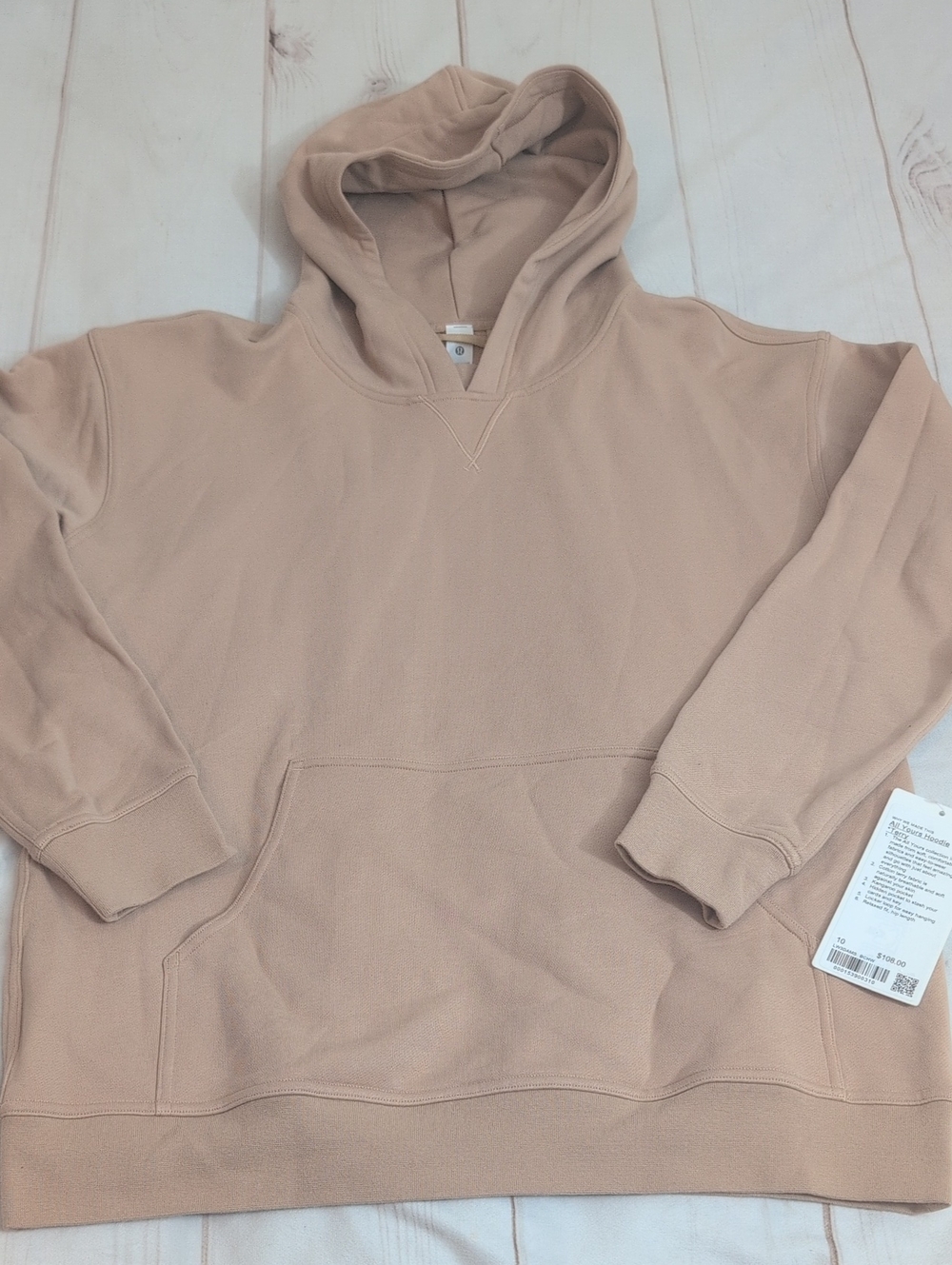 Lululemon All Yours Hoodie French Terry Beech Wood Size 10 NWT Tan Beige